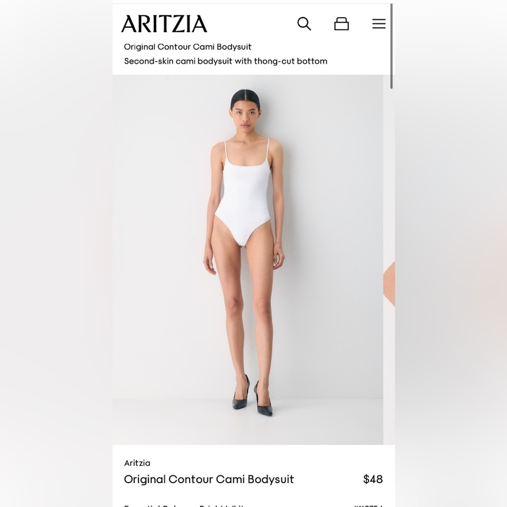 Aritzia White Contour Bodysuit NWOT
